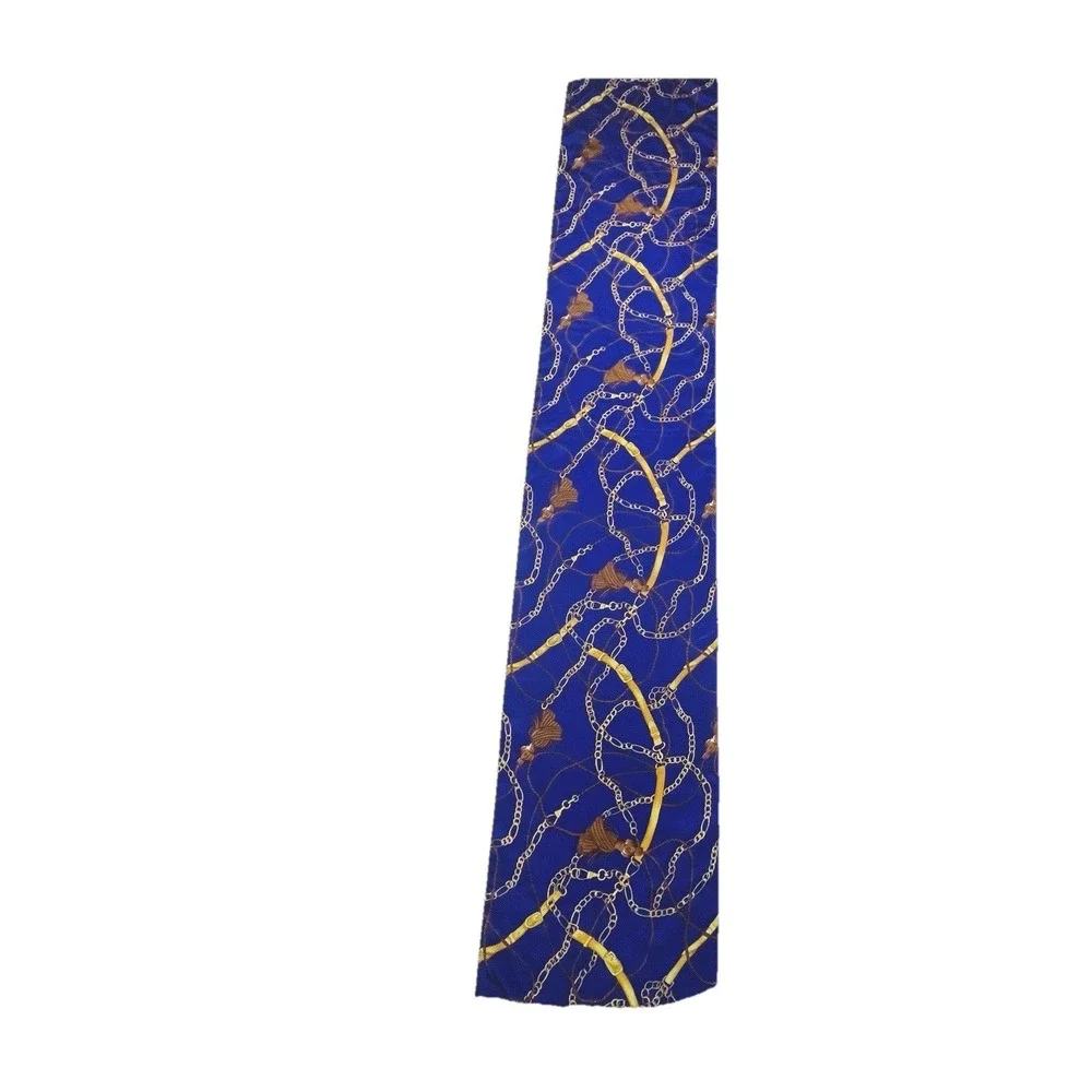 Silk Scarf Equestrian Bits Belts Chains‎ Tassels Purple Gold Lovely 52 X 10